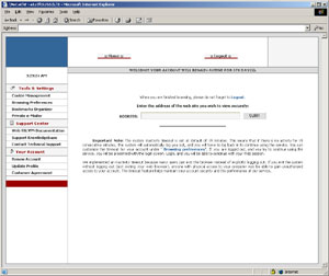 Welcome page - image intentionally blurred